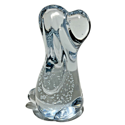 Leonard Towle Glass Dog Figurine Paperweight with Bullicante Bubbles 4.5'' Tall