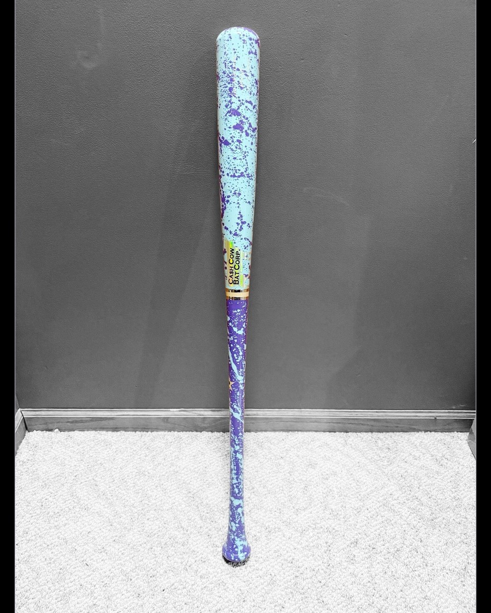 Maple Wood Baseball Bat 33in. Purple / Baby Blue Splat / Baby Blue
