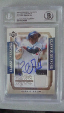 KIRK GIBSON AUTOGRAPHED 2005 UD CLASSIC SEASONS MATERIALS Baseball Card Signed
