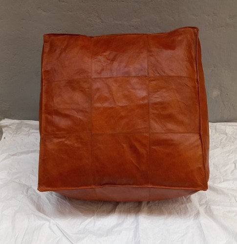New Top Quality Moroccan Footstool Leather Pouf Boho Brown Genuine Pouffe - Picture 5 of 9
