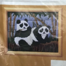 The Creative Circle Stitchery Kit # 1425 Peking Pandas 8" x 10" Panda Bamboo  
