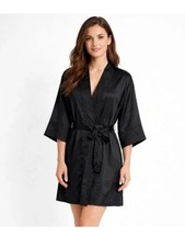 Victoria's Secret Black Satin Kimono Robe with Tie M / L