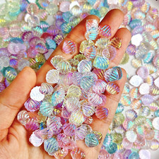 250Pcs Seashell Nails Charms 3D Resin Summer Ocean Nails Art Charms Colorful Aur