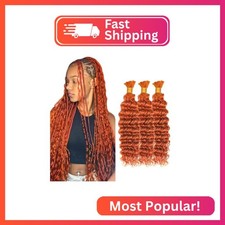 350 Ginger Orange Deep Wave Human Braiding Hair for Boho Braids 26 26 26 Inch Kn