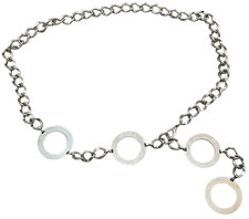Vintage Silver Chain Belt Adjustable Link Hoop Boho Approx 42  Nice Weight vtg