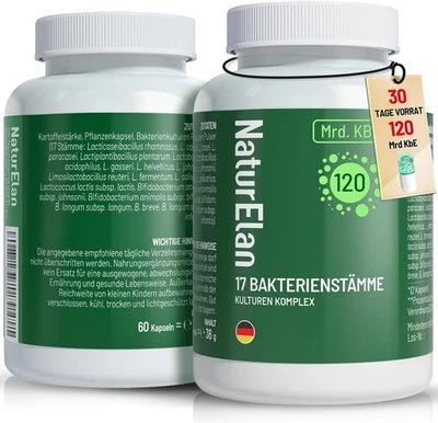 NATURELAN Probiotika Kulturen Komplex | 120 Mrd. KbE/Tag,17 Bakterienstämme, 60 Stk, Vegan