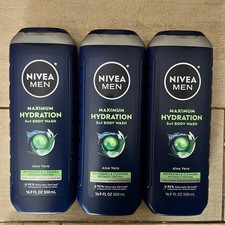 Nivea Men Maximum Hydration 3 in 1 Body Wash Aloe Vera 16.9 oz Pack of 3
