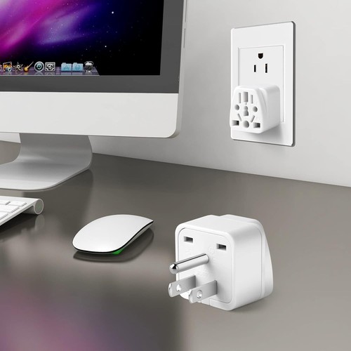 2 Pack US Travel Plug Adapter, EU,UK,AU,in,CN,JP,Asia,Italy,Brazil to White - Picture 5 of 7