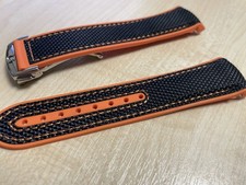 22mm Omega Seamaster Planet Ocean Black/orange Nylon/Rubber Watch Strap band