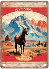 Vintage Wyoming United States Retro Look Travel Poster Metal Sign T3673