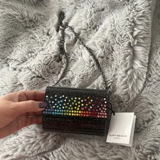 NWT Kurt Geiger Mini Party Clutch Crystal Glitter Black Bag Sparkly Acrylic New$