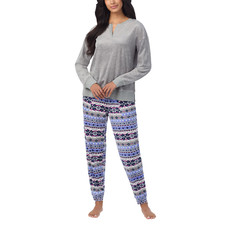 Nautica Women's 2-piece Pajama Set Silky Fleece Fabric J-Class Logo Embroidery