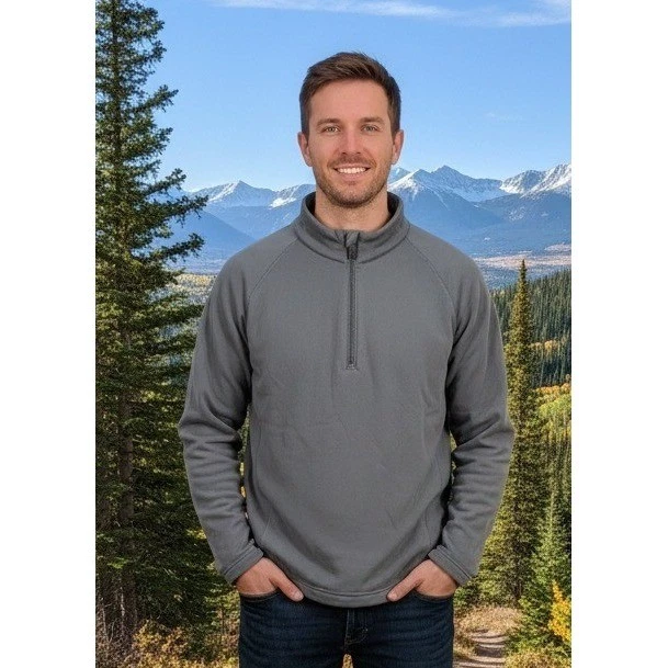 Obermeyer Aspen Colorado Fleece 1/4 Zip Sweatshirt Long Sleeve Men's Large Gray