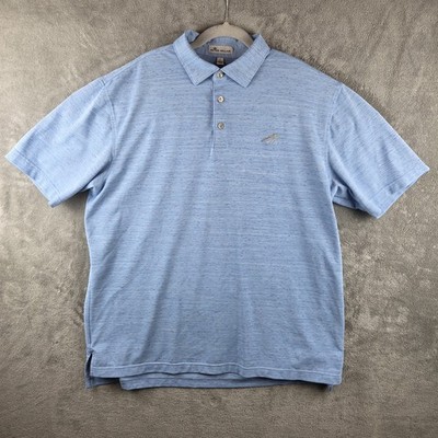 Peter Millar Polo Mens L Blue Pelican Golf Club Summer Comfort Short Sleeve