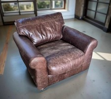 Brown Distressed Italian Leather Club Armchair Chair Tan