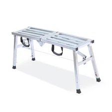 Adjustable Work Platform with 400 lb Duty Rating, Steel Step Ladder, Portable...