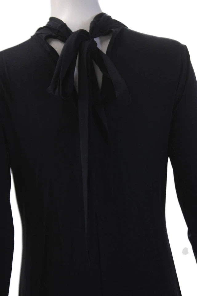 Vestido informal moderno Citizen para mujer manga larga cuello en V corbata frontal azul marino talla S Foto 4 de 4