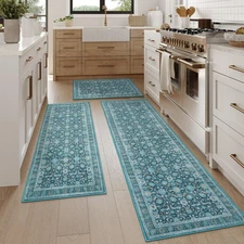 KIMODE Kitchen Rugs Sets of 3, Boho Oriental Kitchen Rugs Non Skid Washable, ...