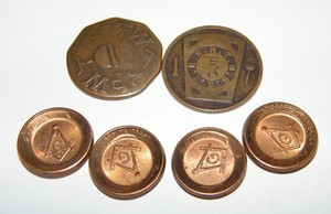 Vintage Mason's Coins, Lucky Pennies, RAM