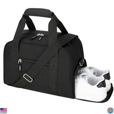 SeaRock 14" Mini Duffle Bag - Black Gym Bag with Shoe Compartment for Travel