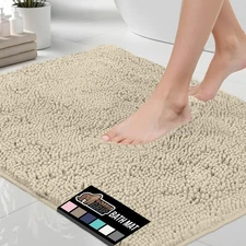GORILLA GRIP Bath Rug Mat 30x20, Thick Soft Absorbent Chenille, Quick Dry Microf
