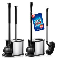 Toilet Plunger and Brush Set: 2 in 1 Stainless Steel Bowl Brush with Holder, ...