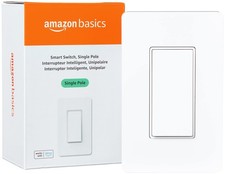 Amazon Basics Smart Light Switch, Single Pole, &lrm;2.91 x 1.62 x 4.65 in, White