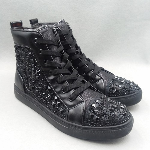 Steve Madden Headlines Studded High Top Sneakers Black Rhinestone Mens 10M - Picture 4 of 13