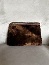 Vintage brauner Kunst Nerz Pelz Muff Tasche / Handmuff sehr guter Zustand