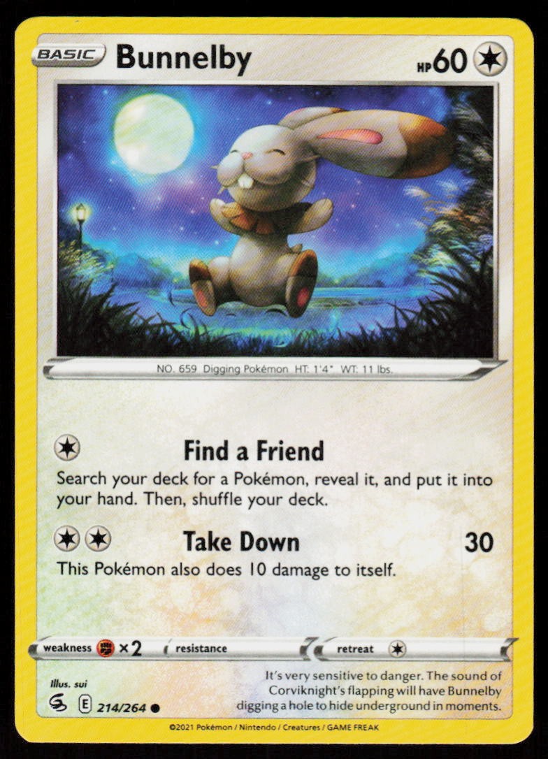 Bunnelby 214/264 Common Fusion Strike Pokemon Lightly Played