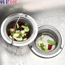 3Pcs Stainless Steel Sink Strainer with Handle Anti-Clog Mesh Drain filter Tool