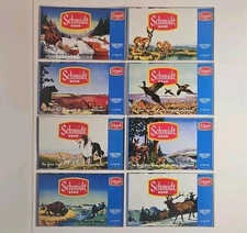 Flat Unrolled Steel Schimdt Beer Cans Lot Of  8 Buffalo Deer Peasant Moose Bear