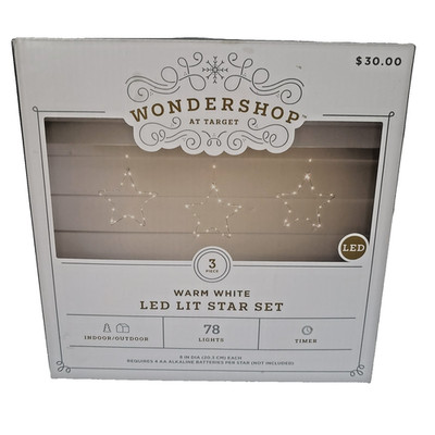 Wondershop Target LED STAR SET-Warm White-8 Settings/3 Piece Indoor Outdoor NIB