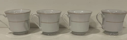 Classic White Gold Trim Tea Coffee Cups Set Of 4