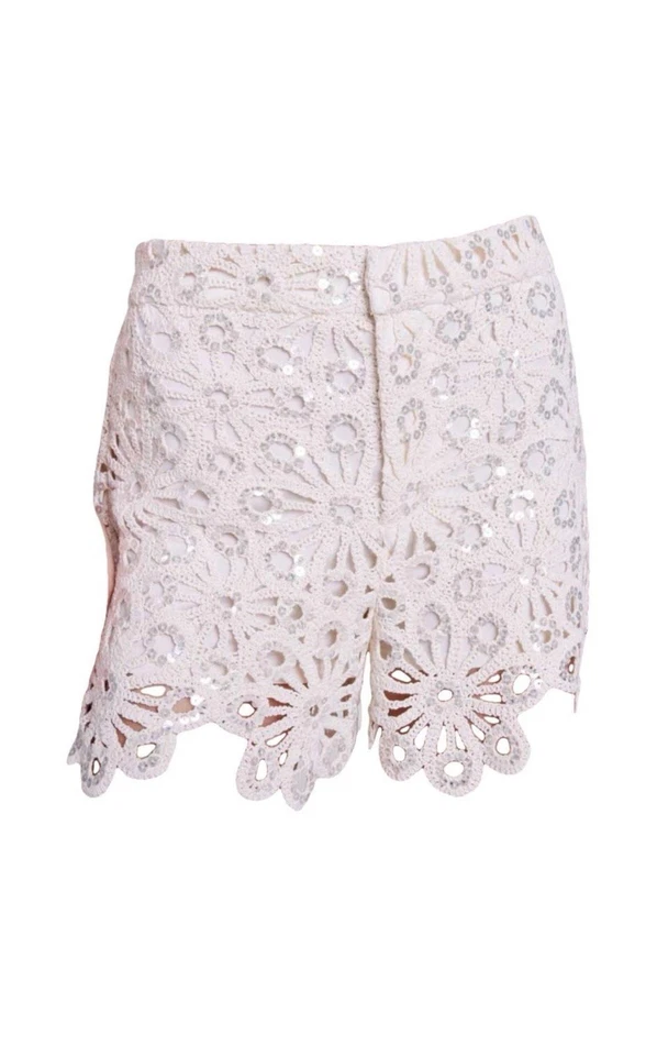 Shorts Maje de crochê e lantejoulas, tamanho 38, novo com etiquetas, varejo $385 - Imagem 2 de 4