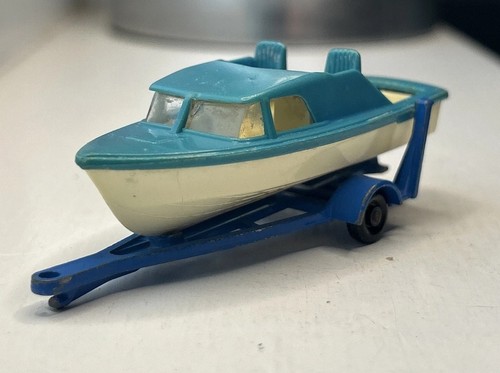 Lesney Matchbox Series 9 Boat & Trailer Blue/White Vintage 1966 Diecast/Plastic - Picture 12 of 21