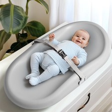 Waterproof Wipe-Clean Changing Pad, Non-Slip, Soft, Adjustable Safety Belt