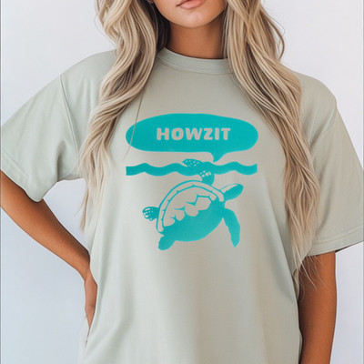 Howzit Sea Turtle Tee | Beachwear T-Shirt, Ocean Lovers Shirt, Sealife Tee