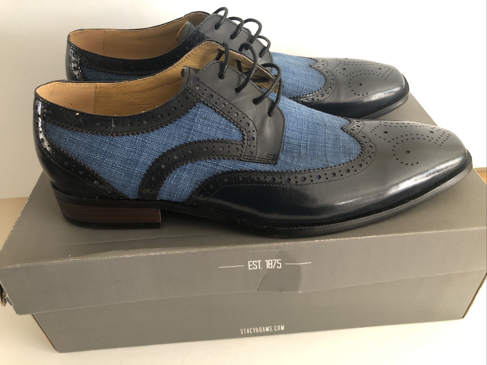 Men's Dress Shoes Wing Tip Oxford Blue 