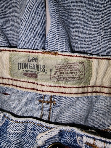 Boys Vintage Lee Dungarees Wide Leg 90's Skater 8 Short Adjustable Waist Grunge - Picture 4 of 8
