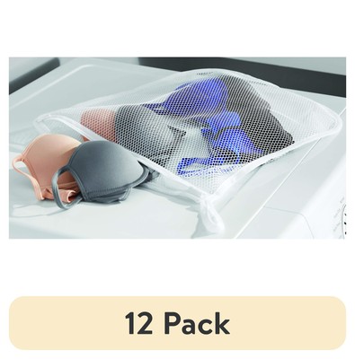 (12 pack) Mainstays White Mesh Delicates Wash Bag with Zipper Closure, 15'' x 18''