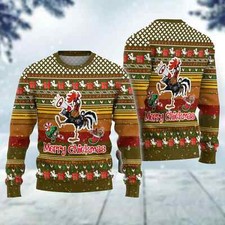 Chicken Ugly Christmas Sweater, Merry Chickmas Holiday Sweater, Farming Rooster