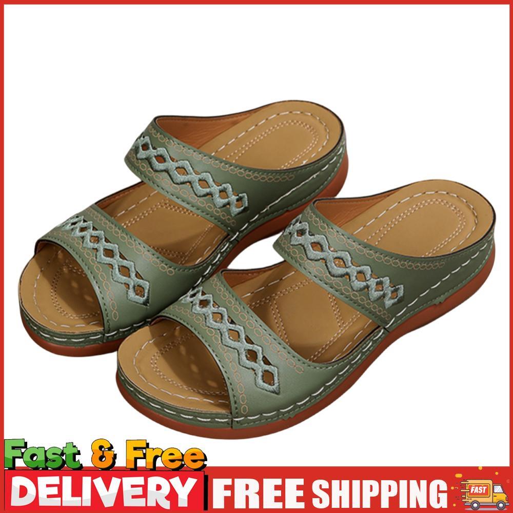 APL Sandali donna zeppa retrò estivi punta aperta slip on slide (verde 41)