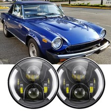 For FIAT 124 Spider 1966-1985 LED 7" Headlight Ring DRL Hi/Lo Beam + Turn Signal