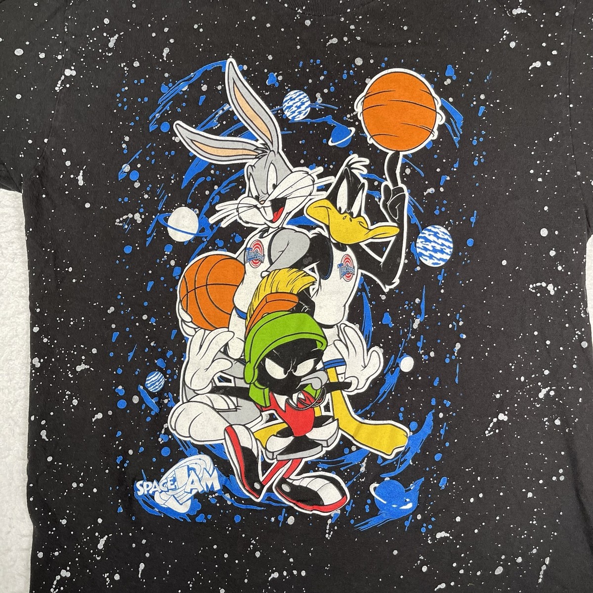 L.G.B. ルグランブルー　space paint t shirt Space Jam Men's Neon Glow Paint Splatter Effect Graphic T