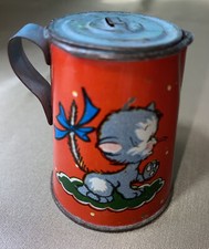 Vintage Ohio Art Co. Metal Pot  Lid - Cat  Flower