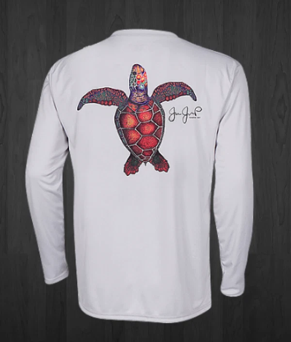 Men's White Performance Sea Turtle Fishing Shirts