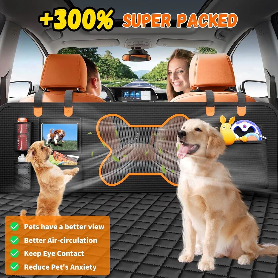 Dog Seat Cover for Car Back Seat Zipper Mesh Window & Waterproof For SUV Trucks - Image 3 of 4