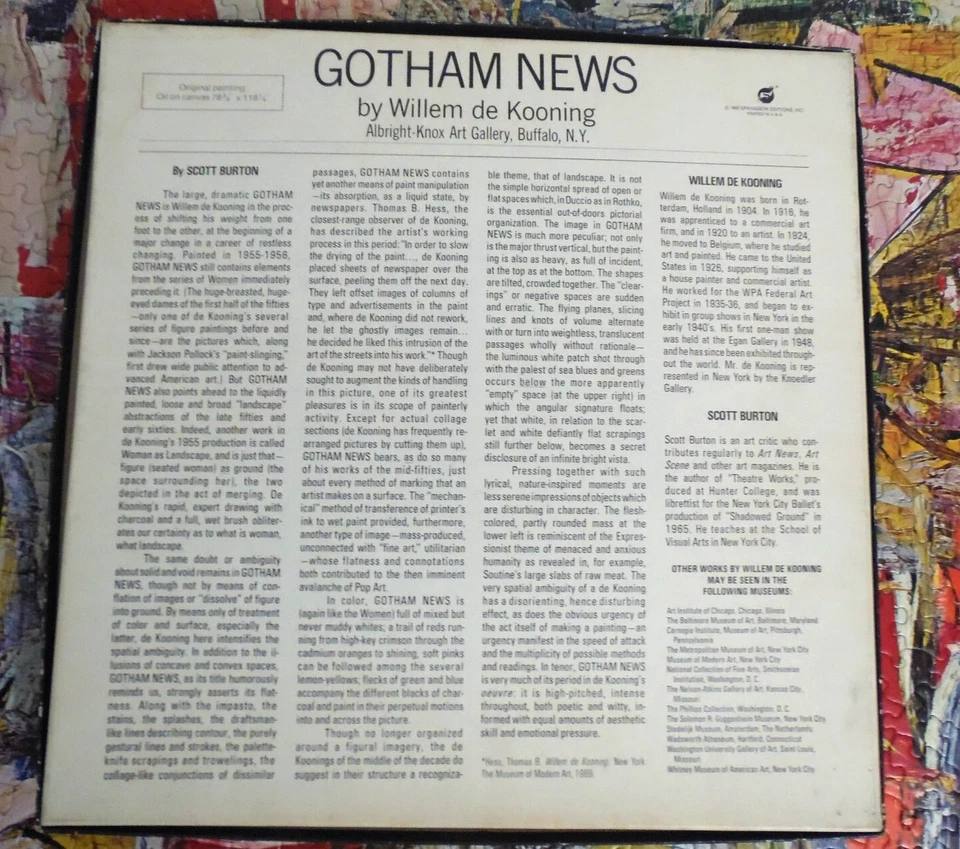 "Gotham News" by "Willem de Kooning" Springbok Jigsaw Puzzle 带盒 复古 '66" — 第 3/4 张图片