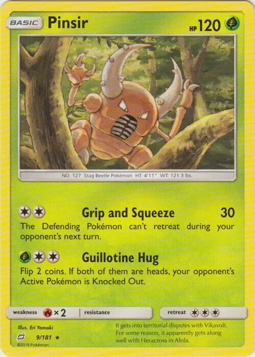 Pinsir 9/181 Team Up Rare Light Play Pokemon DNA GAMES